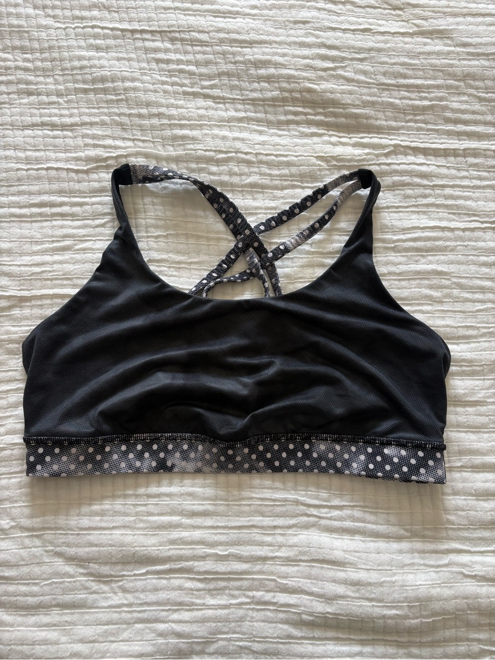 Lululemon energy bra Black Polka Dot Trim Sports size 10
